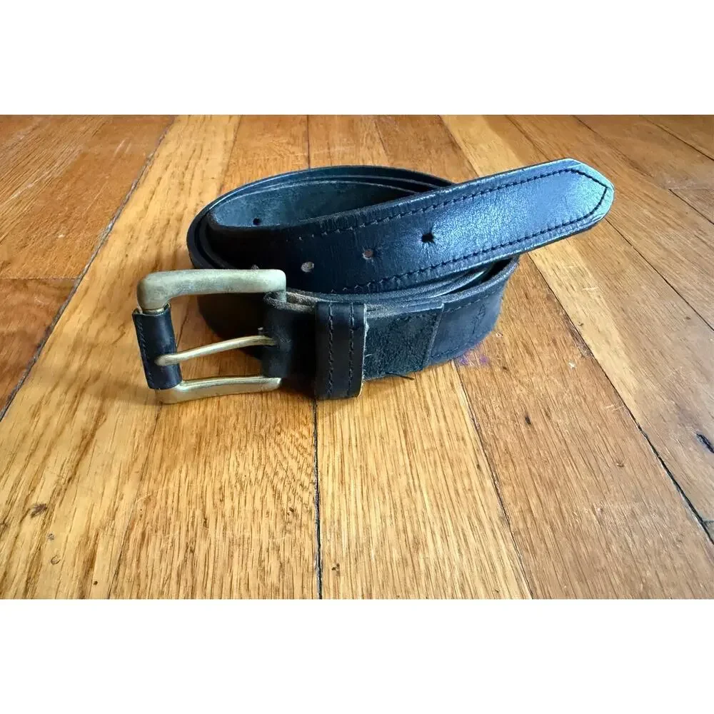 DOCKERS Heavy Duty Distressed Black Leather Belt Mens sz 44